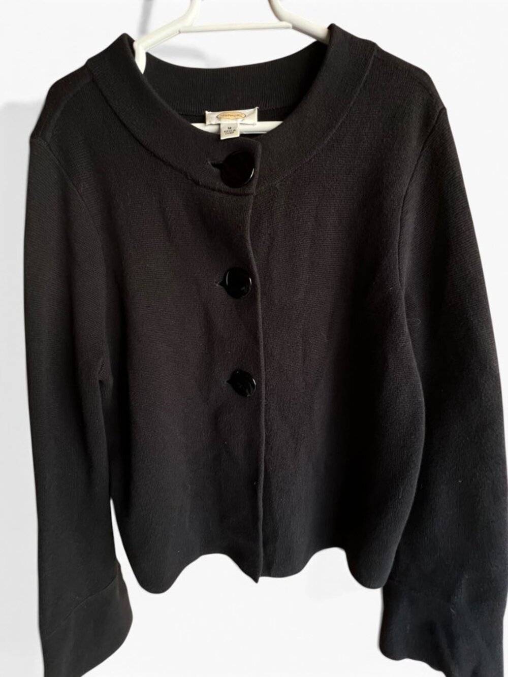 Talbots Black Button Up Knit Cardigan Jacket Sweater Medium